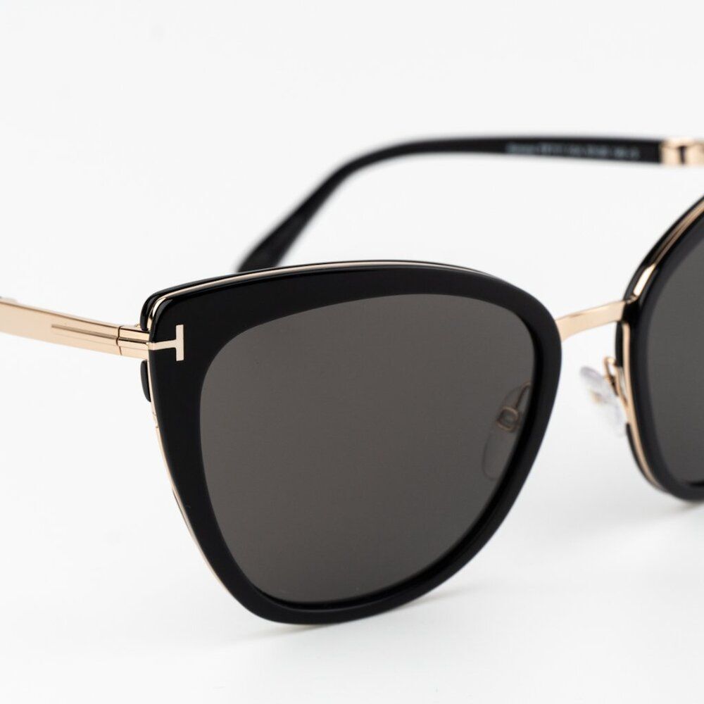 Tom Ford SIMONA Women Sunglasses Black Gold Smoke Semi Cat Eye FT0717 01A NEW - Picture 9 of 12